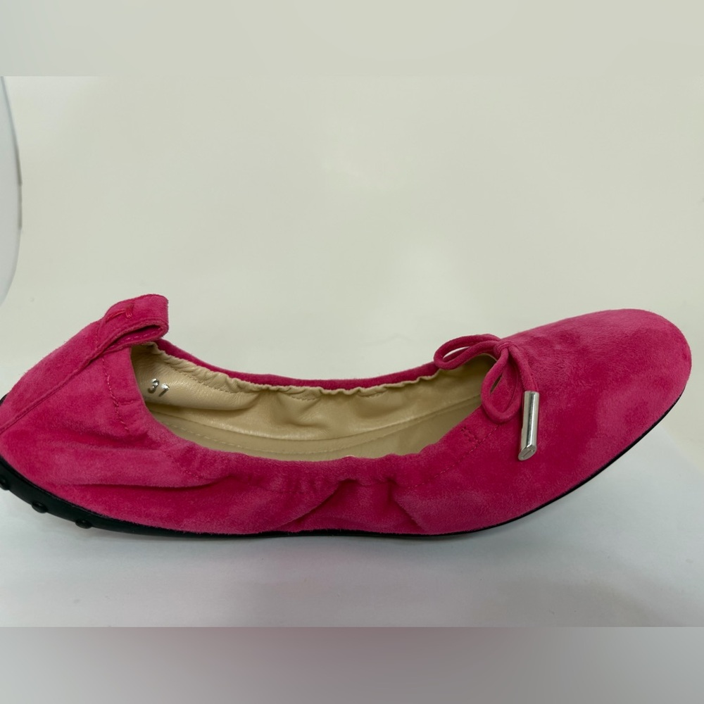 Tod's Gommino Bright Pink Suede Ballet Flat NEW never worn - Picture 11 of 16
